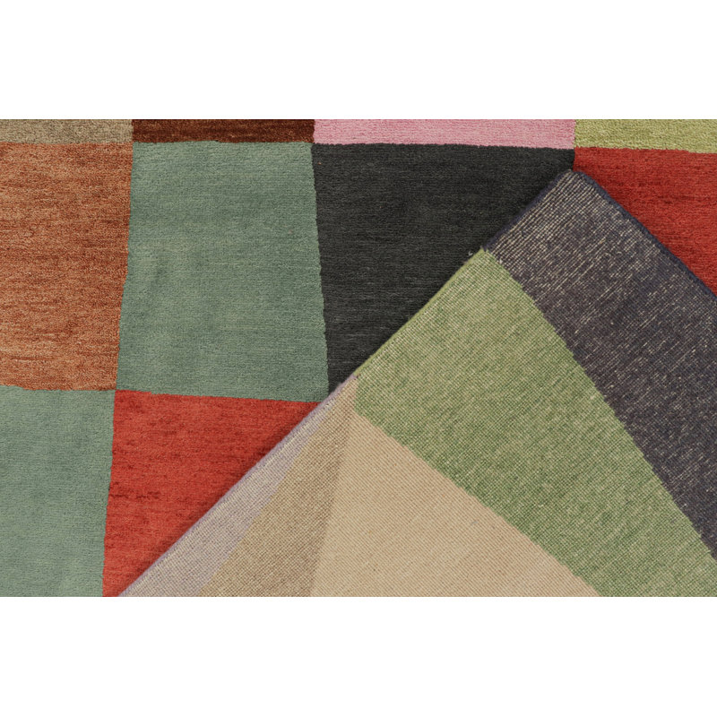 Hand Knotted Geometric Area Rug, Rectangle 10' x 14'