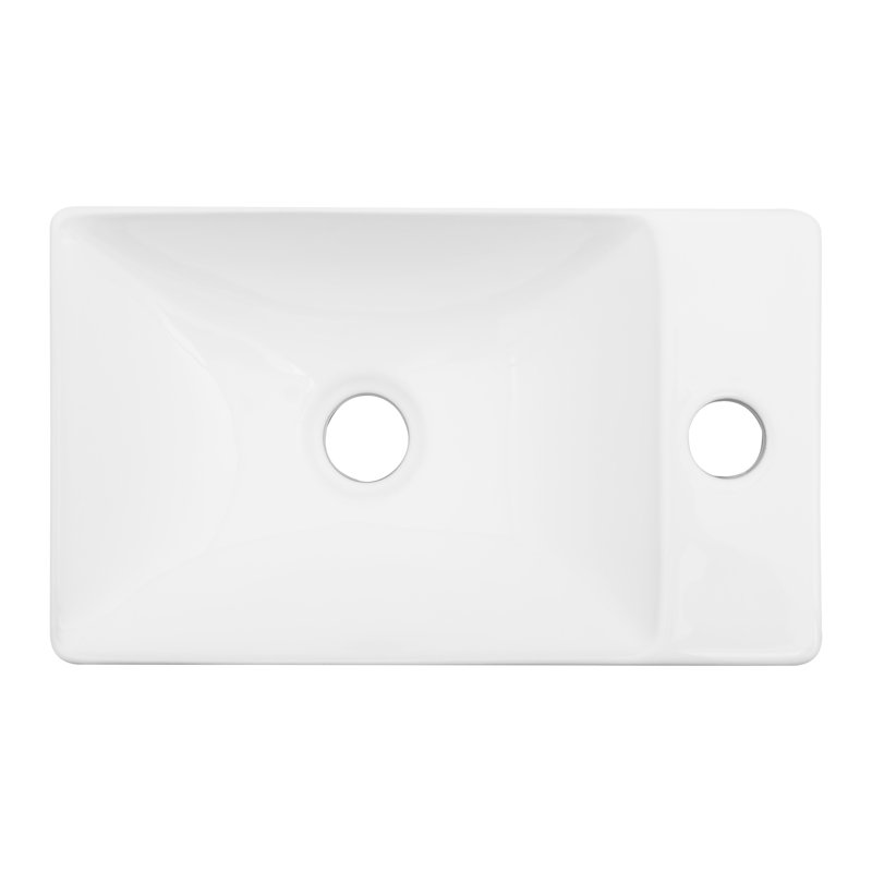 Lavabo de salle de bain mural mural en céramique blanc avec trou de robinet L 15 po x l 8 po