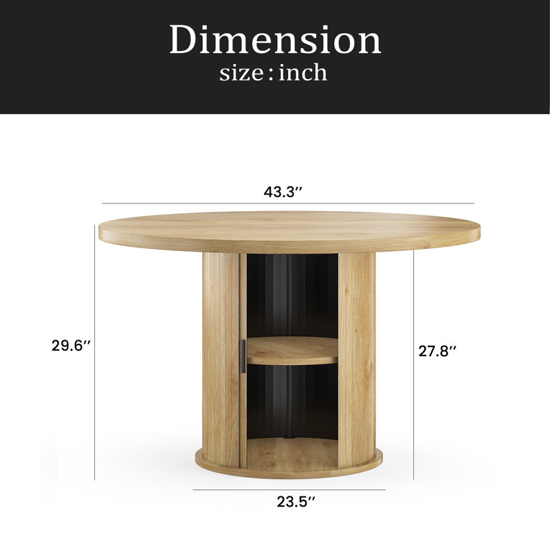 Table de salle à manger ronde 43 po pour 4 personnes, petite table de cuisine en bois avec base en métal robuste, table de salle à manger ronde moderne pour salle à manger, assemblage facile
