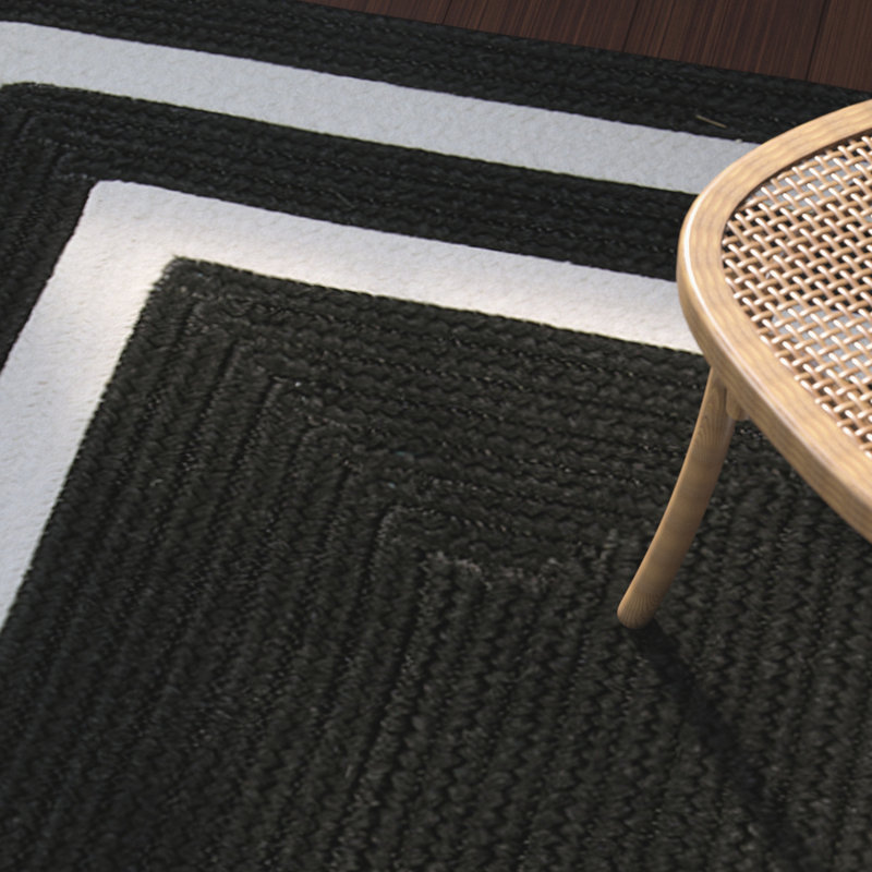 Tapis intérieur / extérieur noir / blanc Cisbrough, Rectangle 3 pi x 5 pi