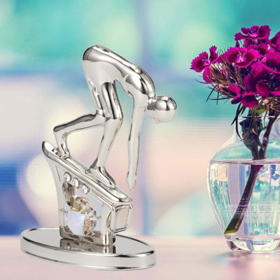 Figurine de surfeur Matashi plaquée or 24 carats ornée de cristaux de Matashi, cadeau de surf pour ados de surfeurs, accessoires de bureau, trophée, cadeau de boss, décoration de bureau de table, sports nautiques