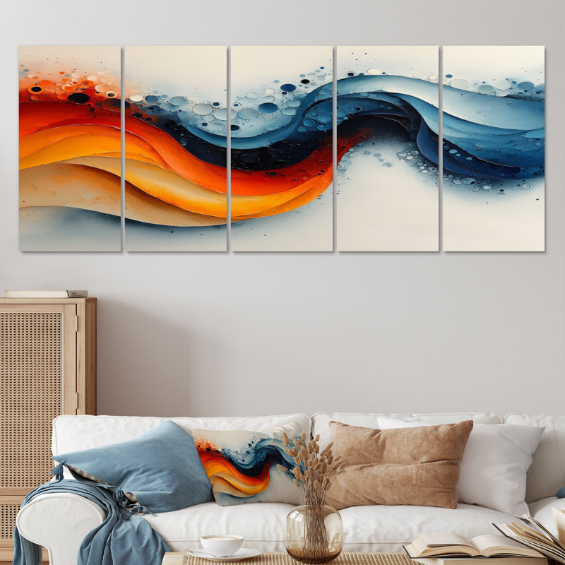 Omparkesh - Abstract Spirals Wall Art - ensemble d'art mural moderne, H 28 po x l 60 po, 5