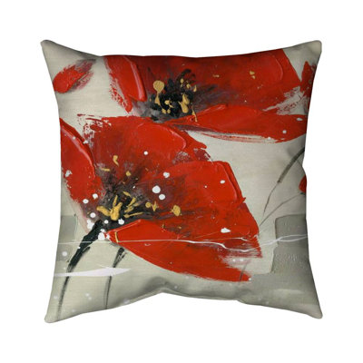 Abstract red flowers in the wind - 16"x16" Throw pillow - Poly twill - Print on demand