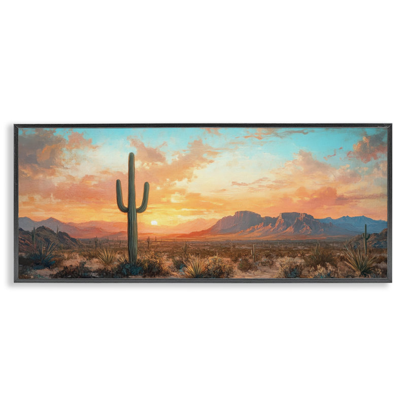 Giclée encadrée par Western Sunset Canyon, design par Petal Prints Design, H 10 po x l 24 po, Giclée encadrée noir minuit
