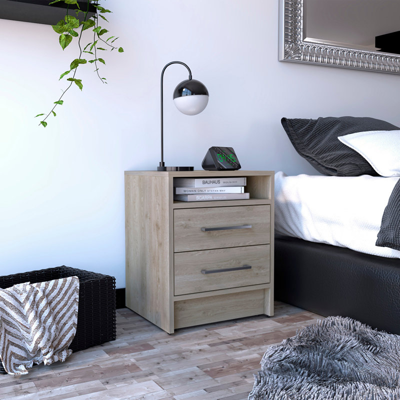 Alex-Jay 40cm W Manufactured Wood Bedside Table, Light Grey