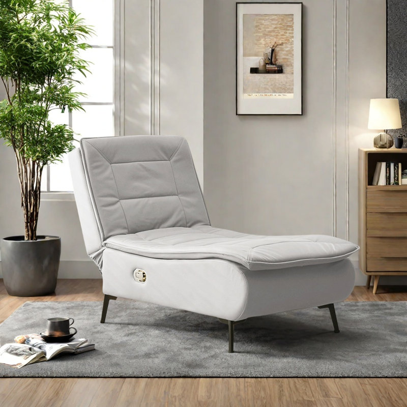 Fauteuil inclinable multifonctionnel en bois massif réglable, Blanc cassé