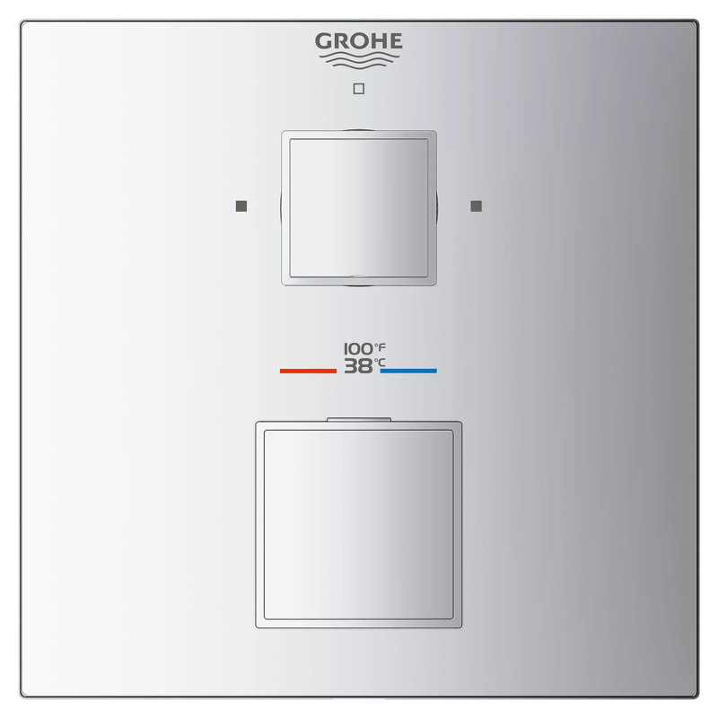 Grohtherm Cube® Dual Function 2-Handle Thermostatic Trim, StarLight Chrome