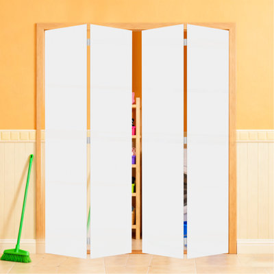 18 po X 84 po Porte pliante en vinyle blanc uni avec trousse de quincaillerie