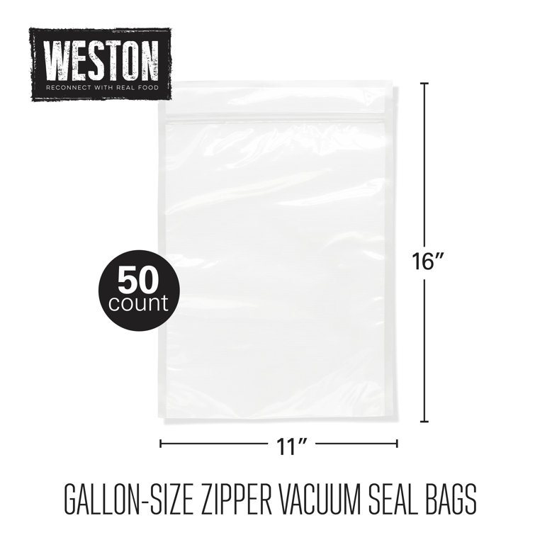 Weston Vacuum Sealer Zipper Bags - 50 Count - 11x16