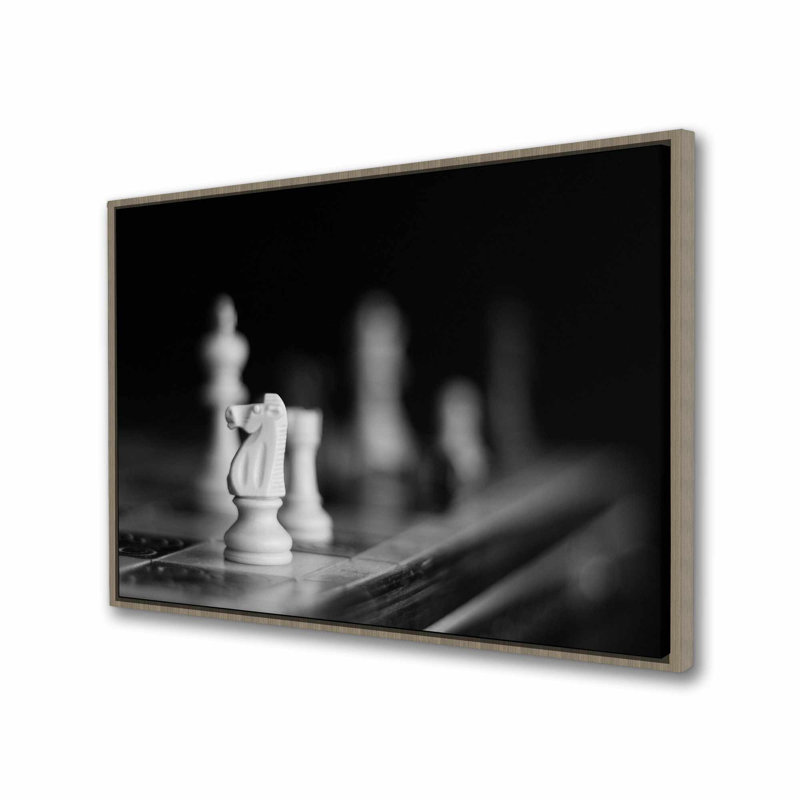 Jeux d'échecs monochromes | Toile encadrée à formes minimalistes