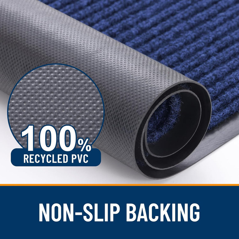 Tapis de porte imperméable et résistant, Bleu, 35" x 23"