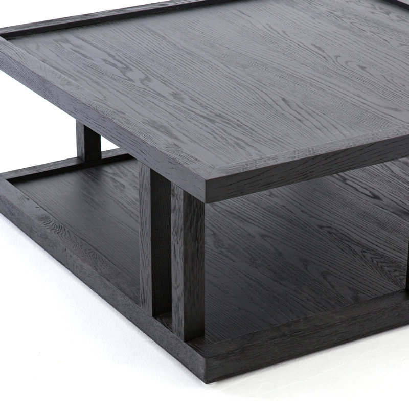 Charley Solid Wood Coffee Table, Drifted Matte Black Veneer