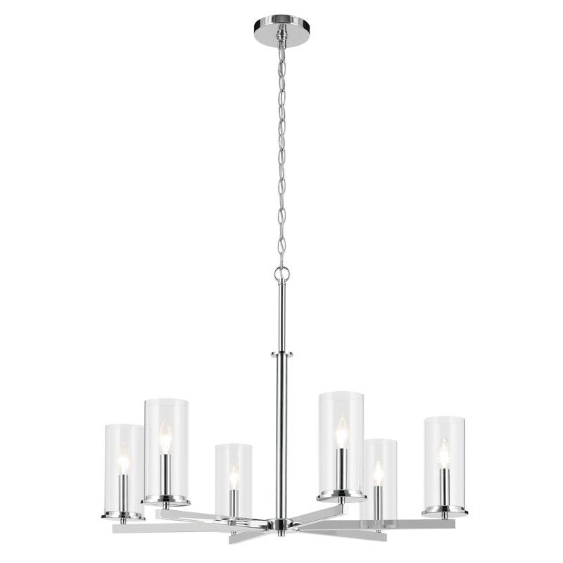 Lustre 6 lumières 21,75 "21,75", Chrome