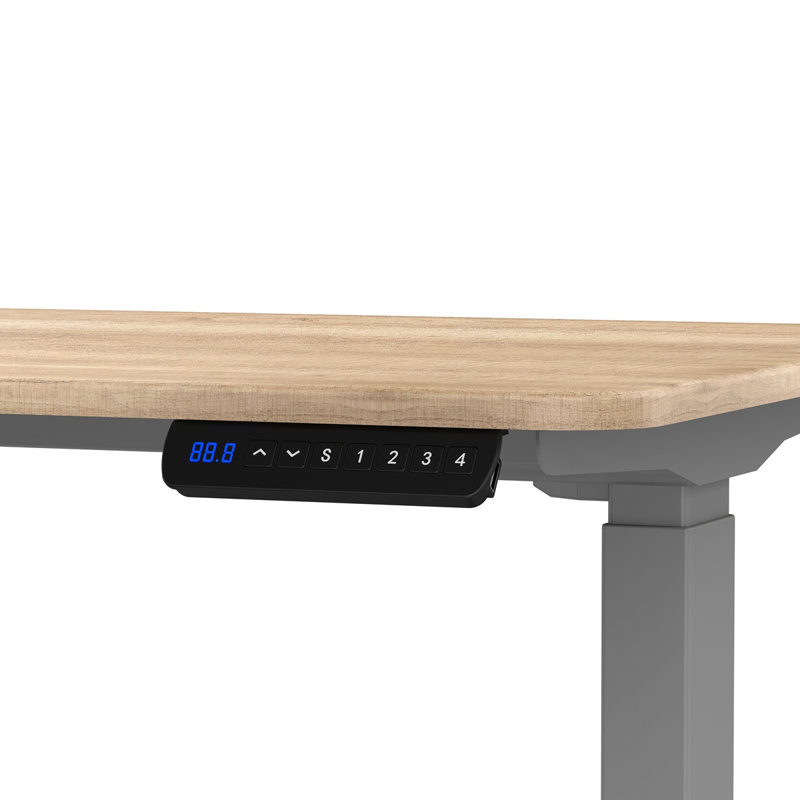Bureau pour travailler debout ergonomique, H 49,61 po x l 66,93 po x P 27,56 po, Naturel / gris