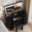 Greyden Vanity Set With LED Mirror & Power Outlets, 9 Drawers with Diamond Handles-2063545914
