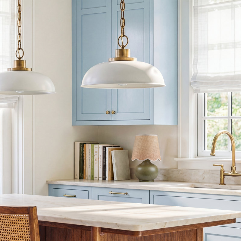 Joy 3-Light Dimmable Shaded Pendant, Brass