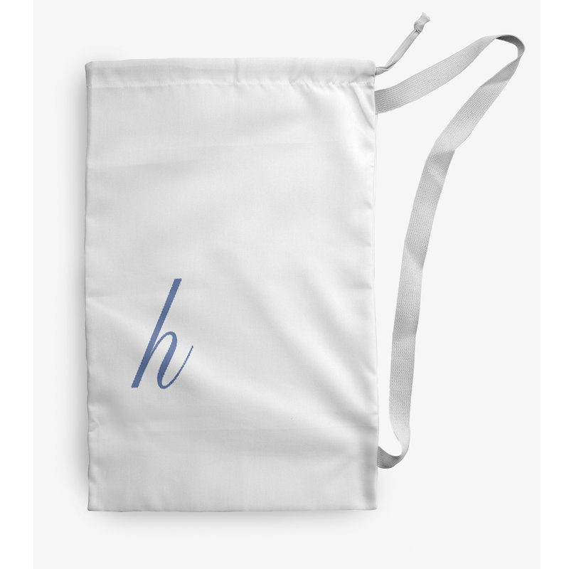 Sac à linge Monogram, Petit (H 29 po x l 18 po), Blanc / bleu