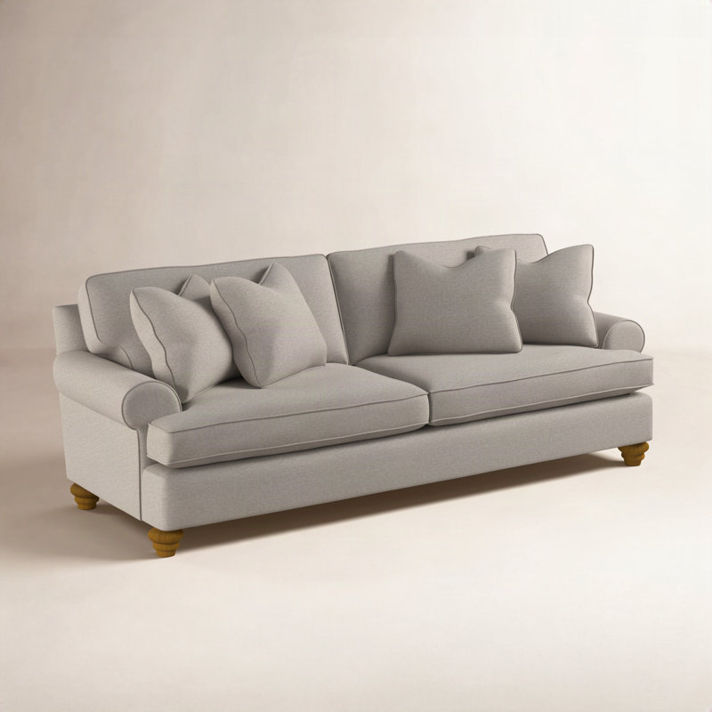Lowell 86'' Upholstered Sofa, Havana Finish, Basic Navy; 0317-61