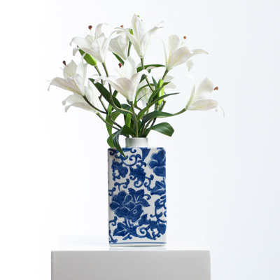 Silk Lillies Arrangement in Vase