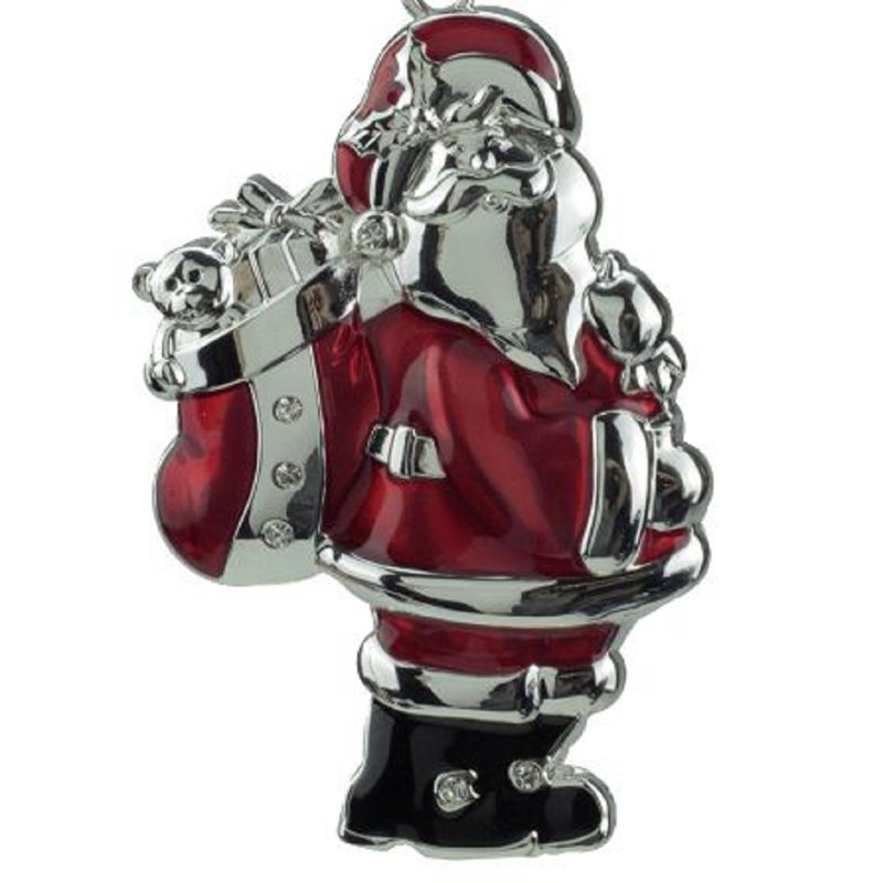 Ornement de Noël 3,25 "en argent et rouge avec des cristaux européens