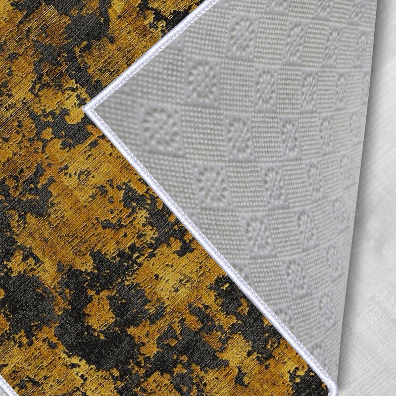 Tapis tissé élégant (4 x 6 pieds), 100% polyester, d'une hauteur de poils de 0,3 po | Pois antibactérien antidérapant en PVC | Lavable à la machine, impression numérique en 3D | Parfait pour le salon, la chambre à coucher et le bureau