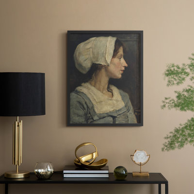 «Vintage Portrait Print CXL III», reproduction encadrée - bois massif