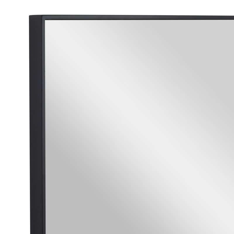 Wooden Minimalistic Wall Mirror with Thin Frame, Black, 40.25" x 24.13"