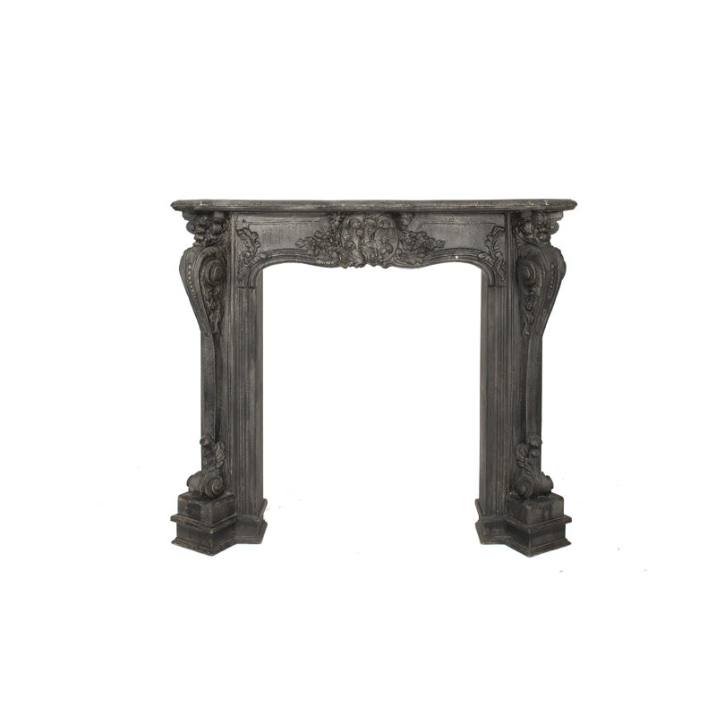 Ornate Decorative Fireplace Mantel, Black