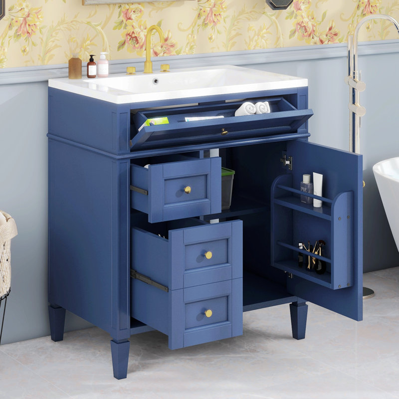 Rangement pour salle de bain Suzuko, Bleu