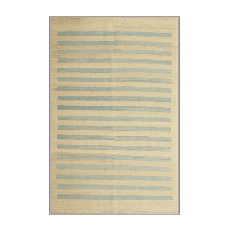 Contemporary Light Green/Grey Area Rug, Rectangle 5' x 7'