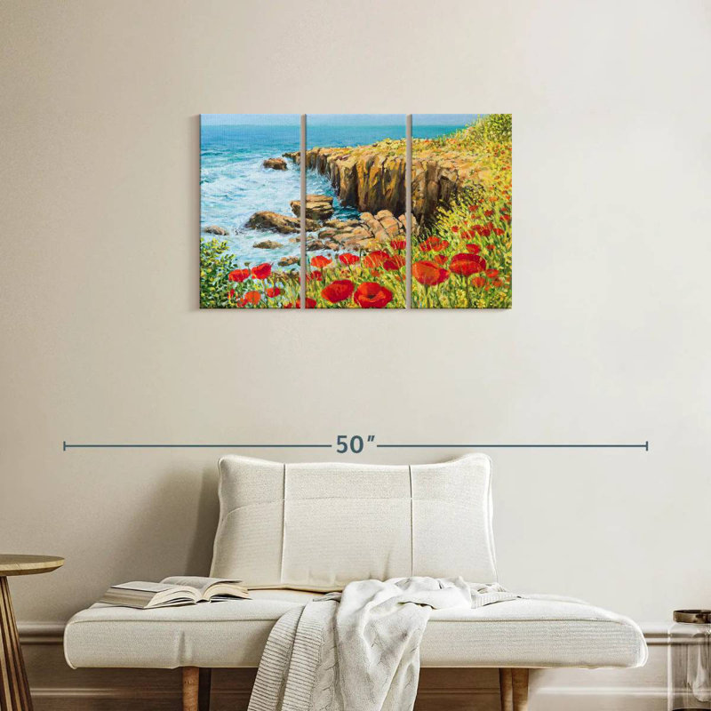 Gillard Seascape Poppies, peinture, H 20 po x l 33 po