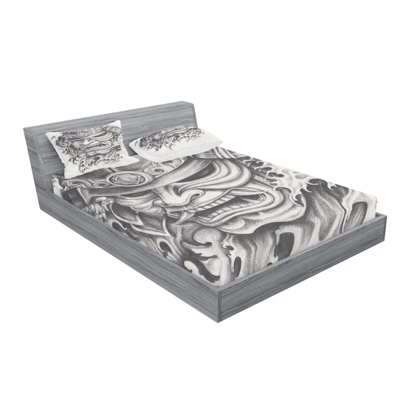 Ensemble de draps Warrior Samurai, Ensemble de drap pour grand lit avec drap-housse