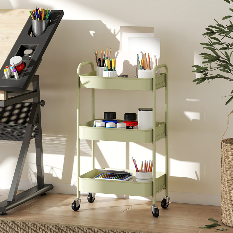 79cm H x 45cm W Utility Cart with Wheels, Green