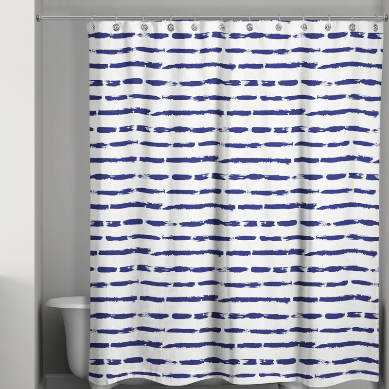  Rideau de douche rayé simple, Bleu marine