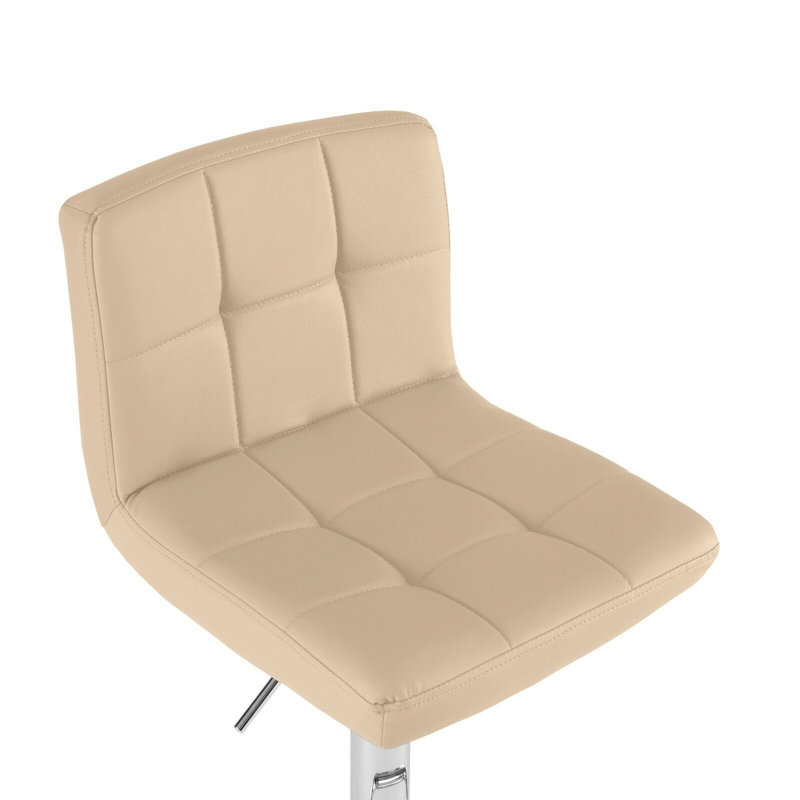 Shayna Swivel Upholstered Adjustable Height Counter Stool with Metal Frame, Silver, Cream
