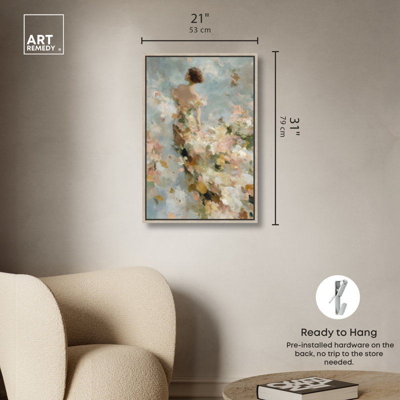 «Petal Gown», reproduction d'art sur toile encadrée par Art Remedy, cadre en chêne naturel, 20 x 30, H 31 po x l 21 po