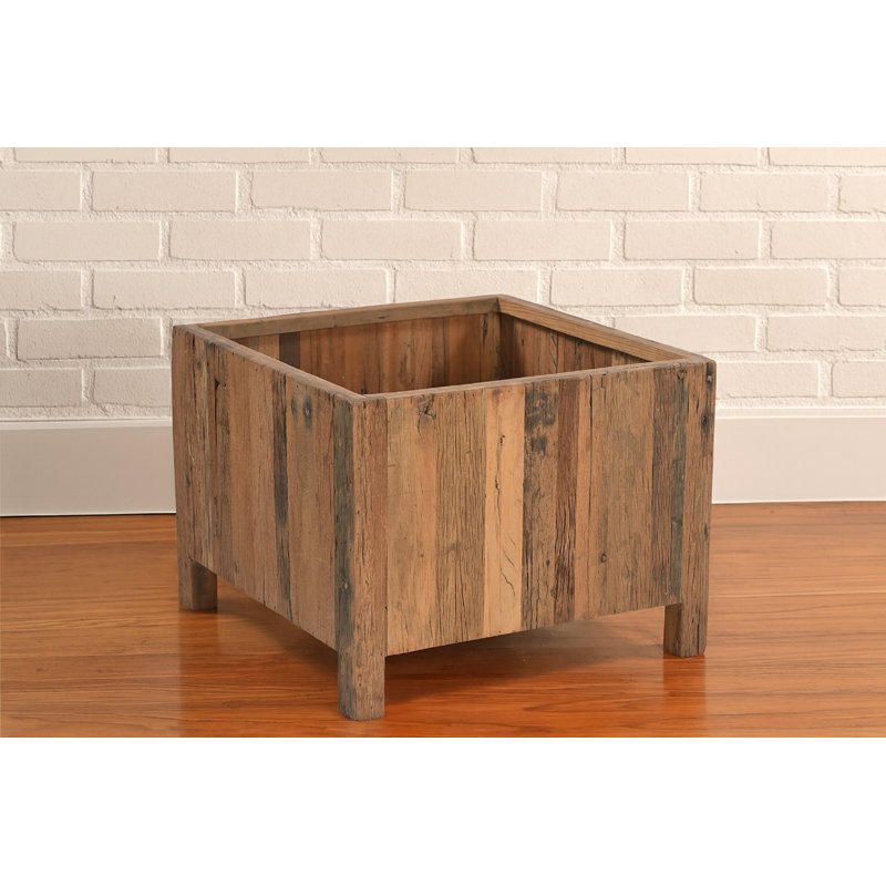 Wooden Planter, Natural, 29.5" H x 24.5" W x 24.5" D