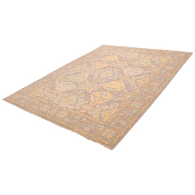 Tapis gris Oushak moderne noué à la main de conception unique 10 pi 2 po x 14 pi 0 po