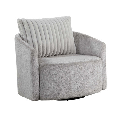Luxurious Swivel Chair Breathable Faux Leather Upholstered Channel Stitched Back Living Room Furniture 1Pc