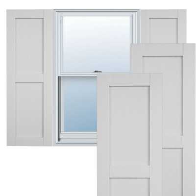 Rustic Two Equal Panel Flat Panel Faux Wood Shutters (Per Pair)