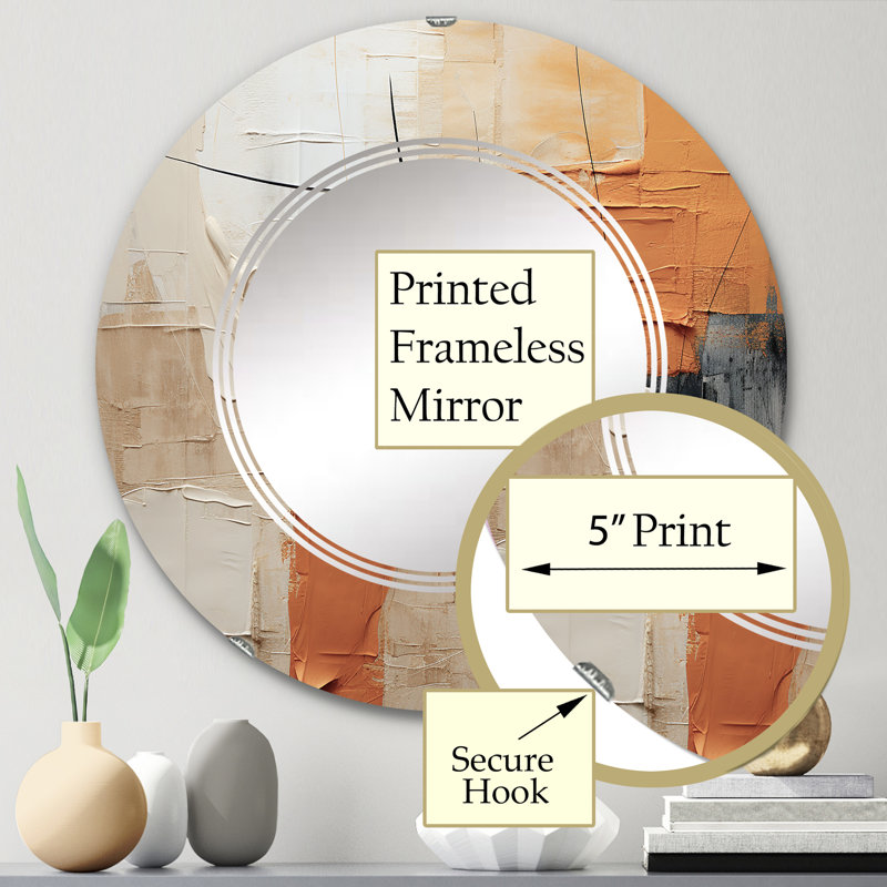 Halmstea - Miroir mural moderne rond, 24 po x 24 po