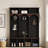 Farmhouse Arched Hall Tree With Storage Bench, 5 Hooks & 7 Cubbies For Entryway-1088739215