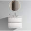 Meuble-lavabo mural blanc brillant de 61 cm (24 po) - Lavabo en céramique, 3 trous pour robinetterie, grand espace de rangement, silencieux, capacité de rangement importante.