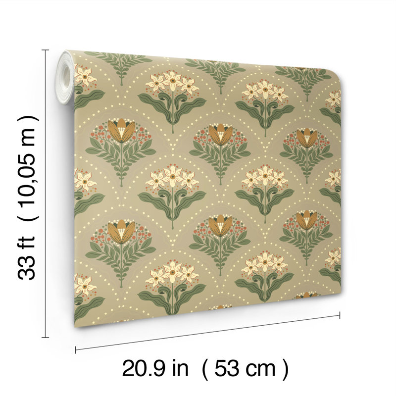 Papier peint damassé maj Taupe, Brun