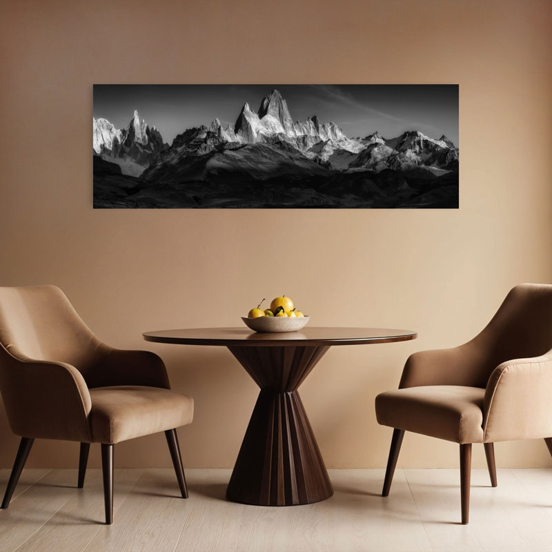 El Chaltacn, paysage contemporain abstrait, art mural montagne, 16" H x 48" W