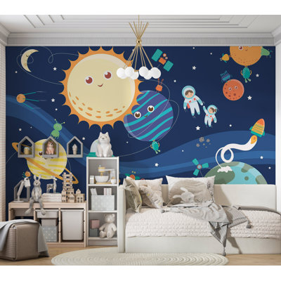 Adhésif mural pelez et collez pour enfants - Planètes heureuses
