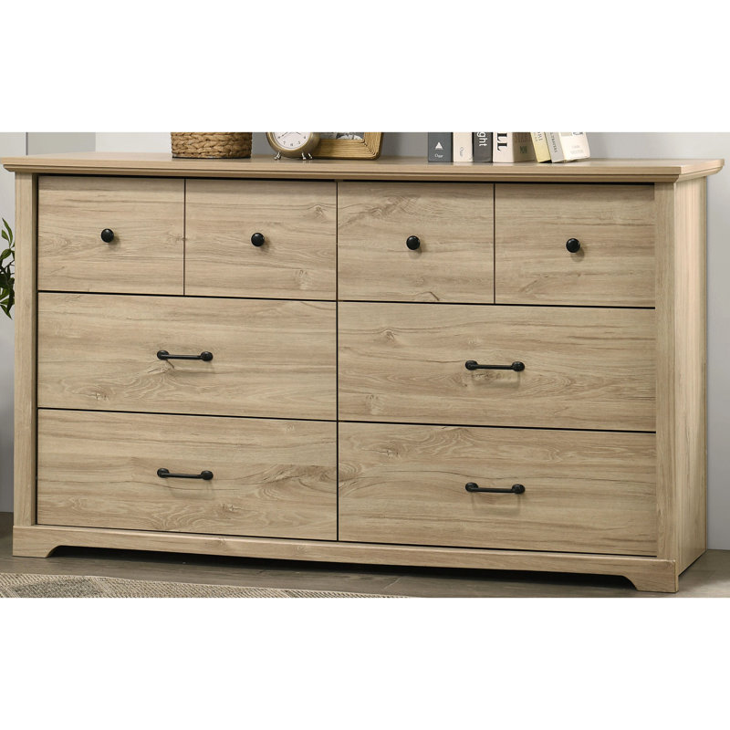 Commode 6 tiroirs avec poignées Elara, Chêne clair