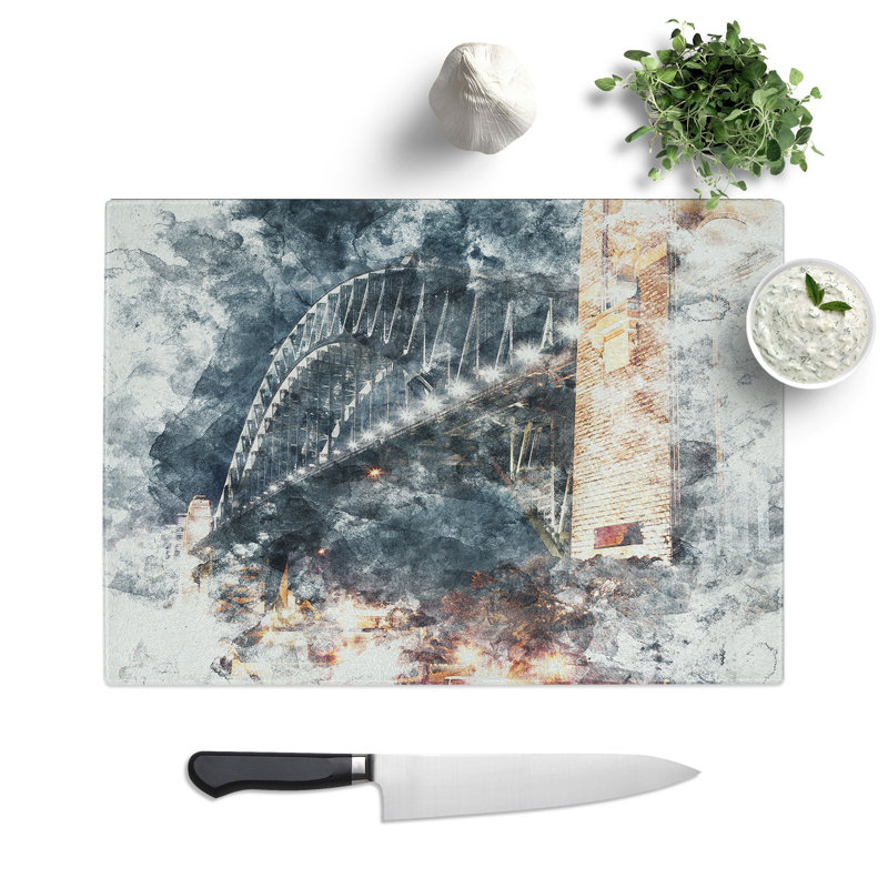 Tempered Glass Sydney Harbour Bridge Australia Abstract Chopping Board, 28.5 cm x 39 cm