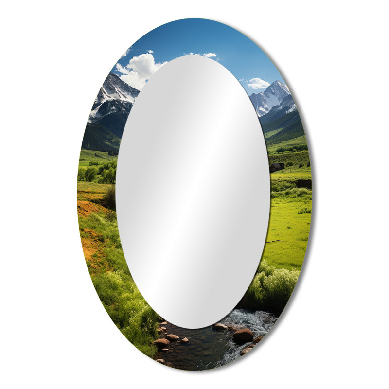 Colorado Colorado I - Miroir décoratif ovale sur métal, 36 po x 24 po