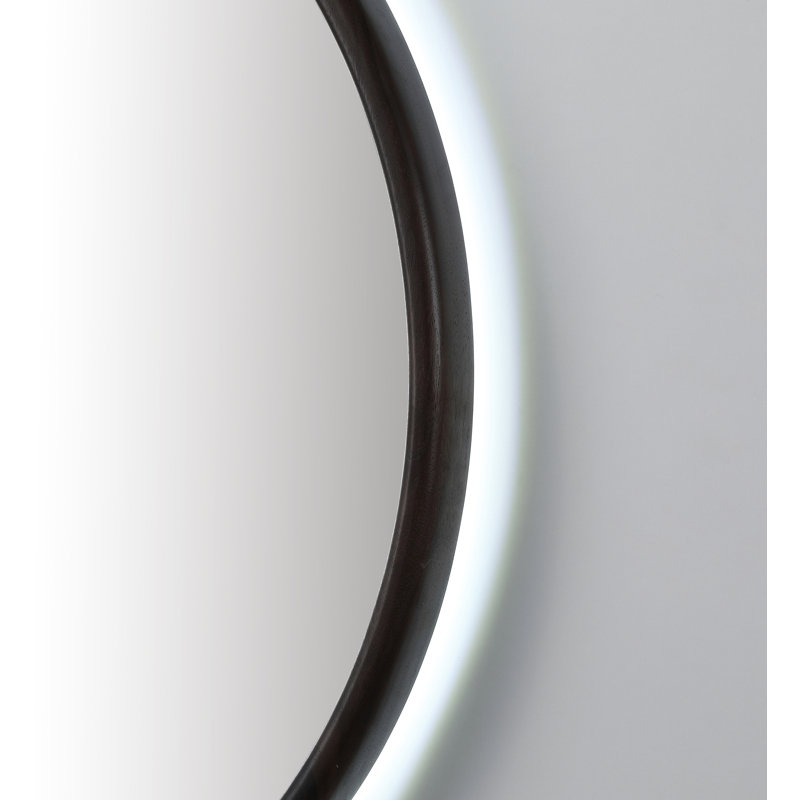 Zen LED Mirror, Dark Walnut, Round, 29.52" x 29.52"